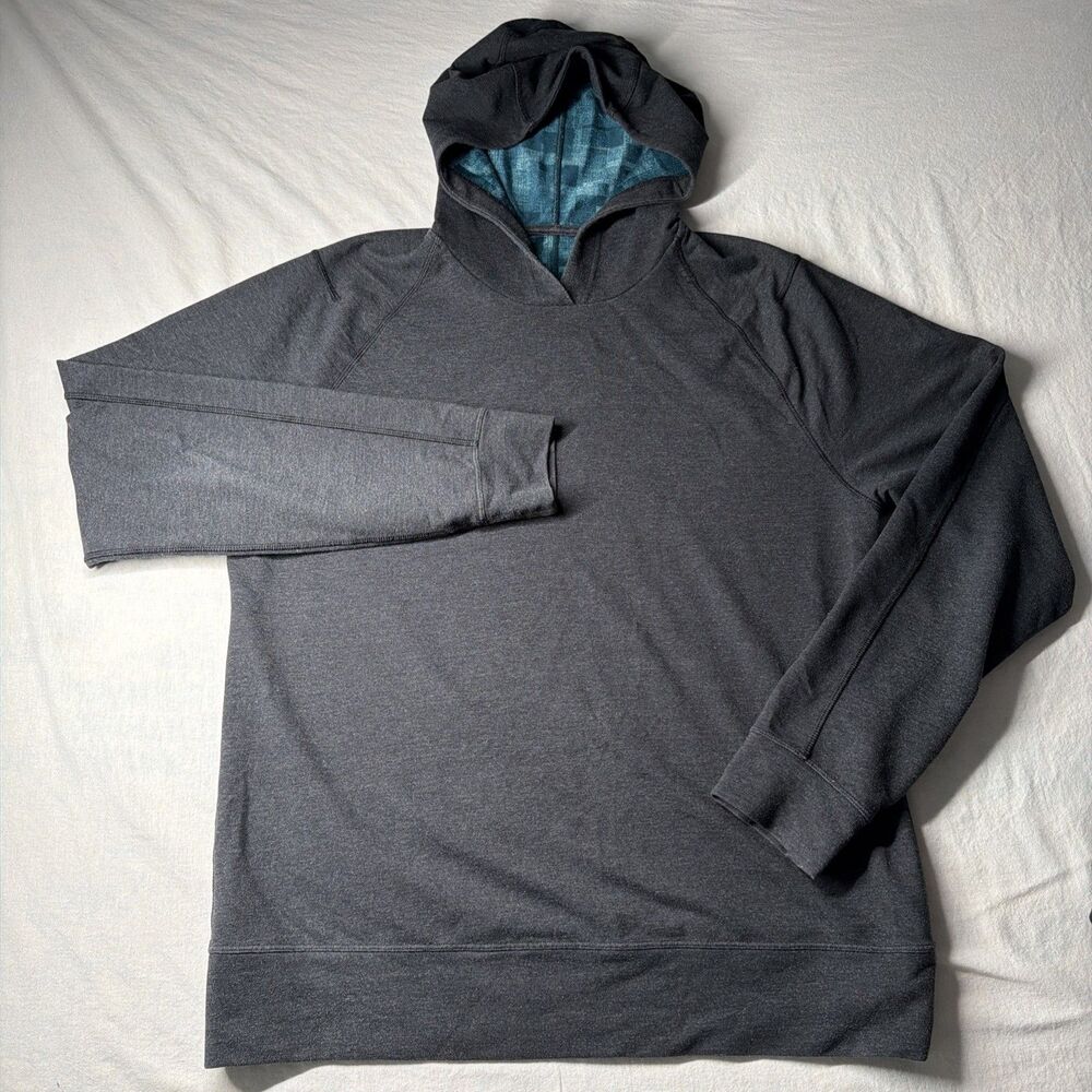 Lululemon Hoodie Men's Large Gray Lightweight Jersey Pullover Logo Training